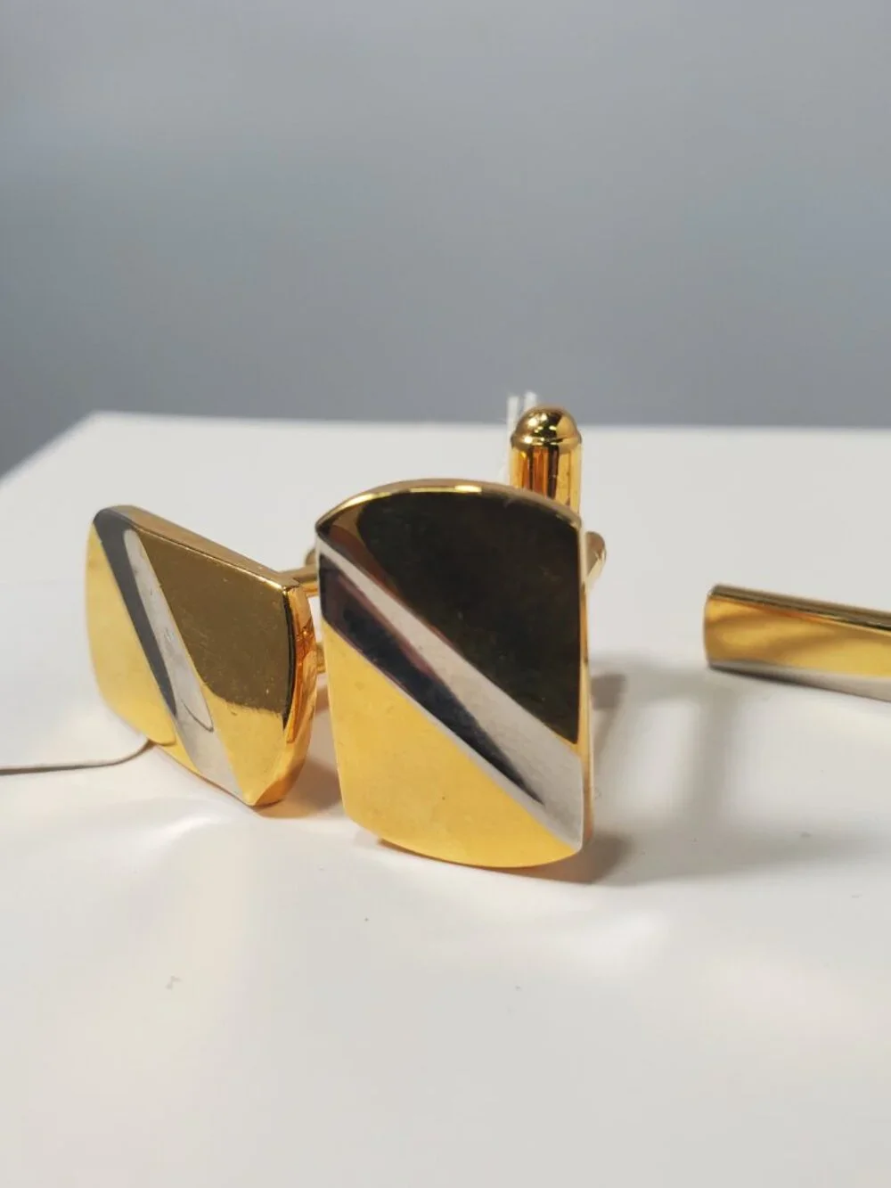 Gold-Tone & Silver-Tone Rectangular 3-Piece Cufflink and Tie Clip Set